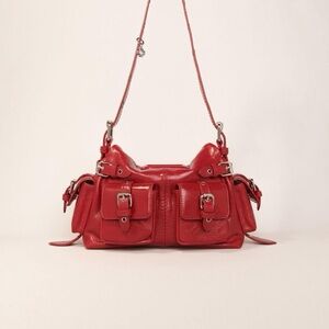 Free people leather buckle bag red NWT